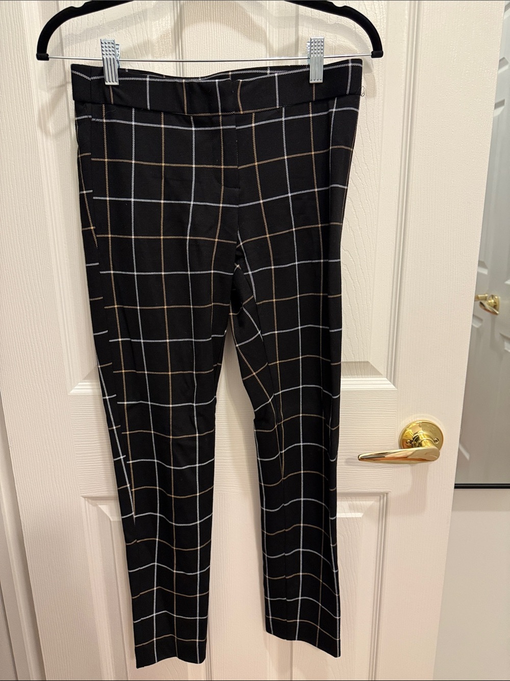 Amanda & Chelsea Black Windowpane Straight-Leg Ponte Pants